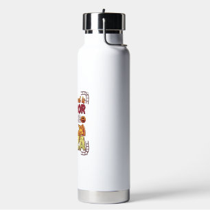 Horror Movie Pizza Halloween Pumpkin Skull Slice_1 Water Bottle