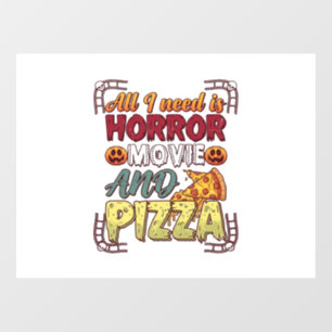 Horror Movie Pizza Halloween Pumpkin Skull Slice_1 Window Cling