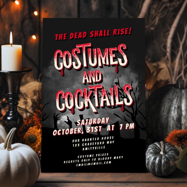 Horror Movie Poster Adult Halloween Party Invite (Creator Uploaded)