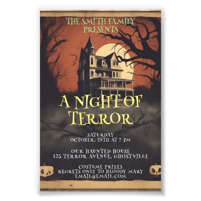 Horror Movie Poster Halloween Party Invitation (Front)