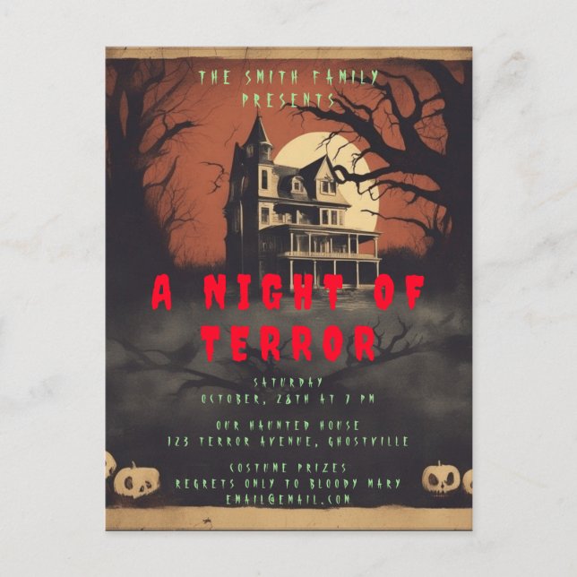 Horror Movie Poster Halloween Party Invitation (Front)