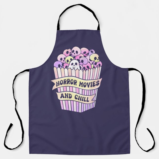 Horror Movies And Chill Cute Halloween Apron (Front)