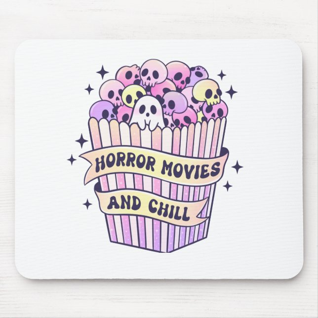 Horror Movies And Chill Cute Halloween Mouse Mat (Front)