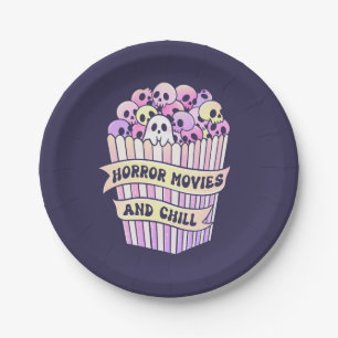 Horror Movies And Chill Cute Halloween Paper Plate