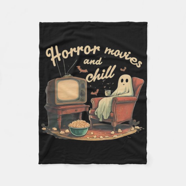 Horror Movies And Chill Ghost  Fleece Blanket (Front)