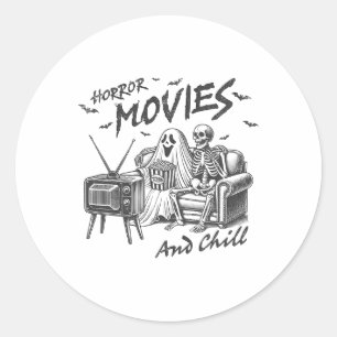 Horror Movies And Chill Halloween Themed Graphic F Classic Round Sticker