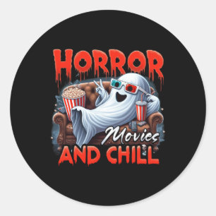 Horror Movies And Chill Spooky Ghost Movie Lovers Classic Round Sticker