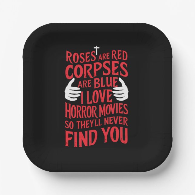 Horror Movies Lovers Halloween Scary Film  Paper Plate (Front)