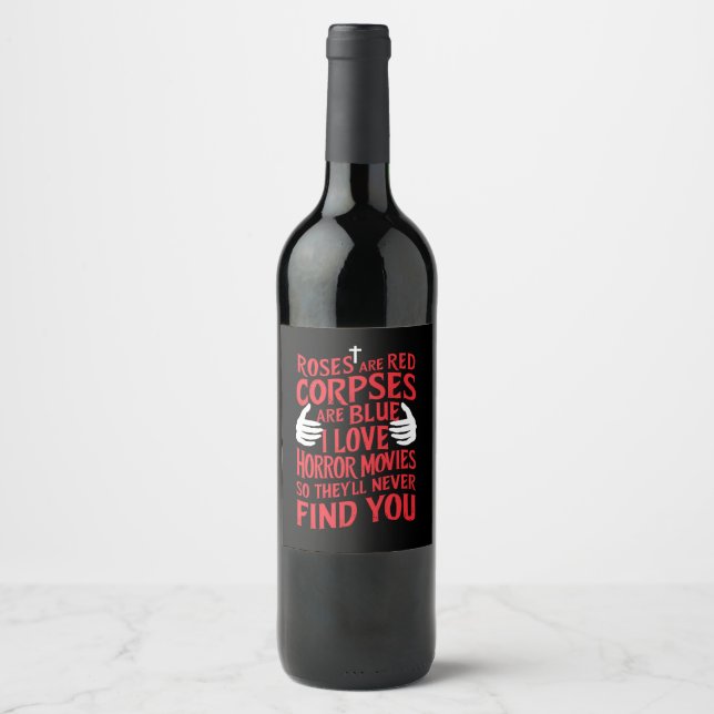 Horror Movies Lovers Halloween Scary Film  Wine Label (Front)