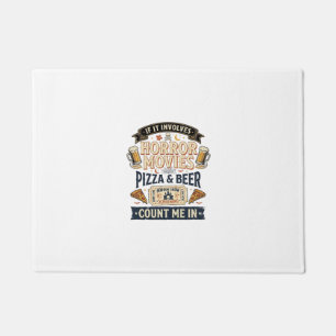 Horror Movies Pizza Beer Funny Halloween_1 Doormat