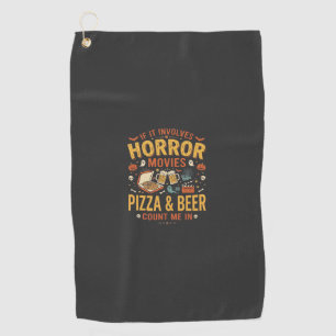 Horror Movies Pizza Beer Halloween Design_1 Golf Towel