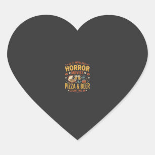 Horror Movies Pizza Beer Halloween Design_1 Heart Sticker