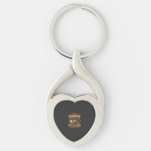 Horror Movies Pizza Beer Halloween Design_1 Key Ring