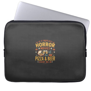 Horror Movies Pizza Beer Halloween Design_1 Laptop Sleeve