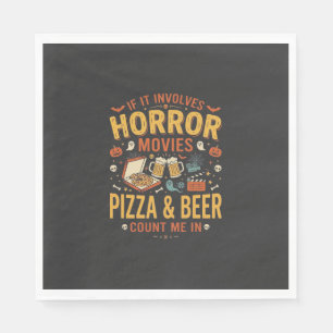 Horror Movies Pizza Beer Halloween Design_1 Napkin