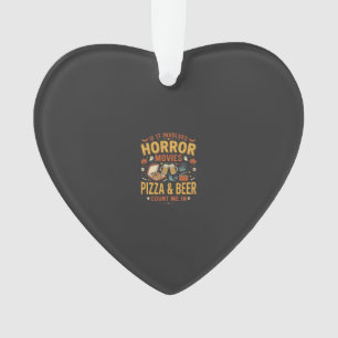Horror Movies Pizza Beer Halloween Design_1 Ornament