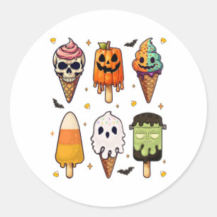 Horror Movies Summer Popsicle Halloween Ice Cream Classic Round Sticker