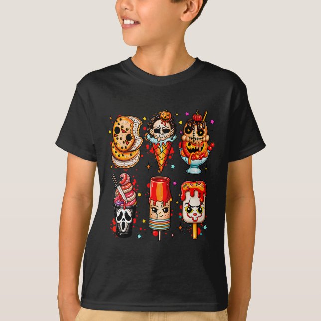 Horror Movies Summer Popsicle Halloween Ice Cream  T-Shirt (Front)