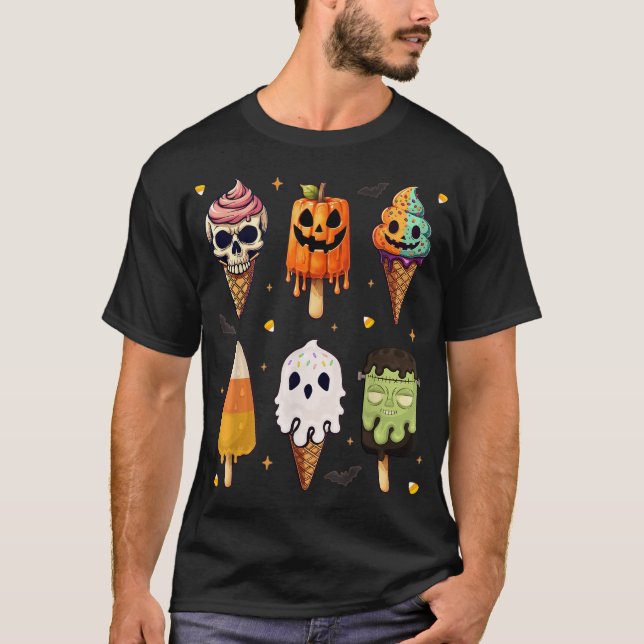 Horror Movies Summer Popsicle Halloween Ice Cream  T-Shirt (Front)