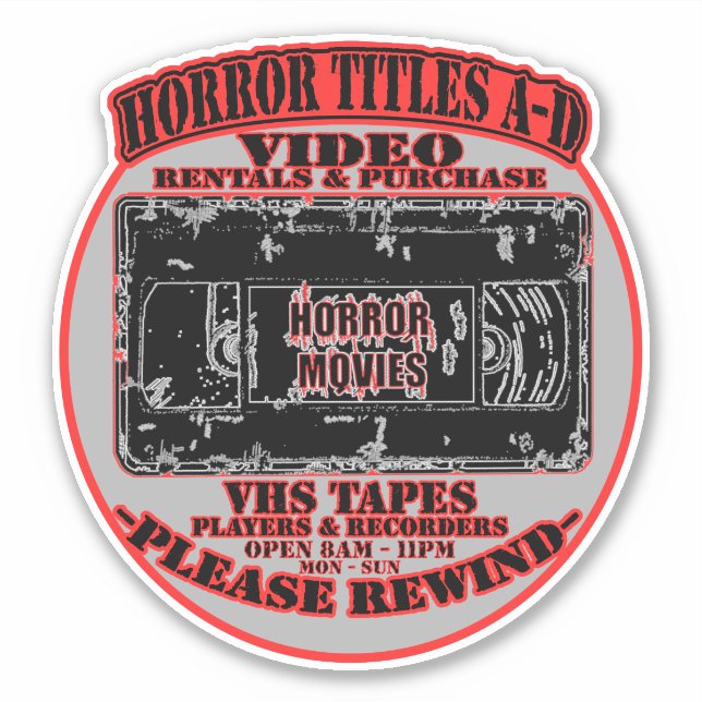 Horror Movies V.H.S Horror Titles A-D  Round (Front)