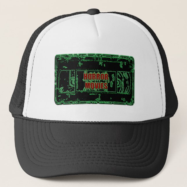 Horror Movies - Video Cassette Neon Green Trucker Hat (Front)