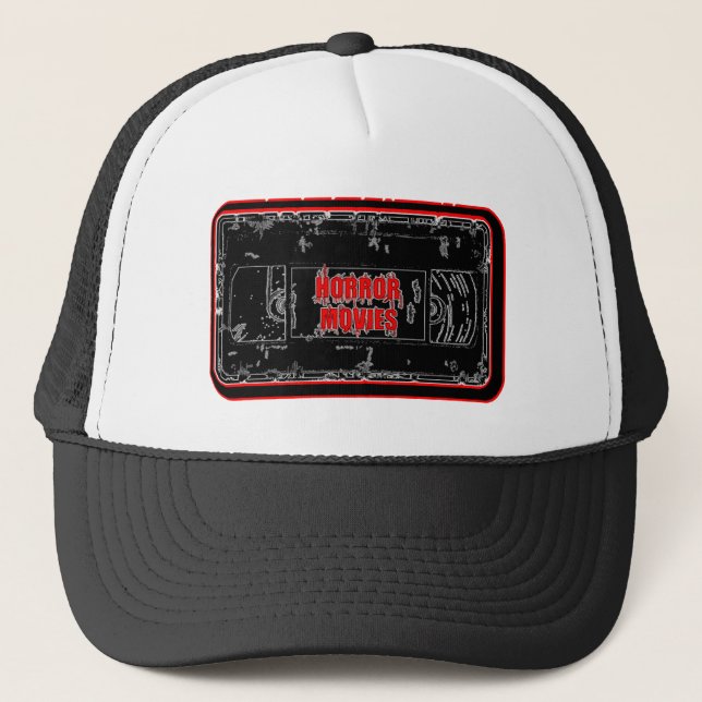 Horror Movies - Video Cassette Red Black Trucker Hat (Front)