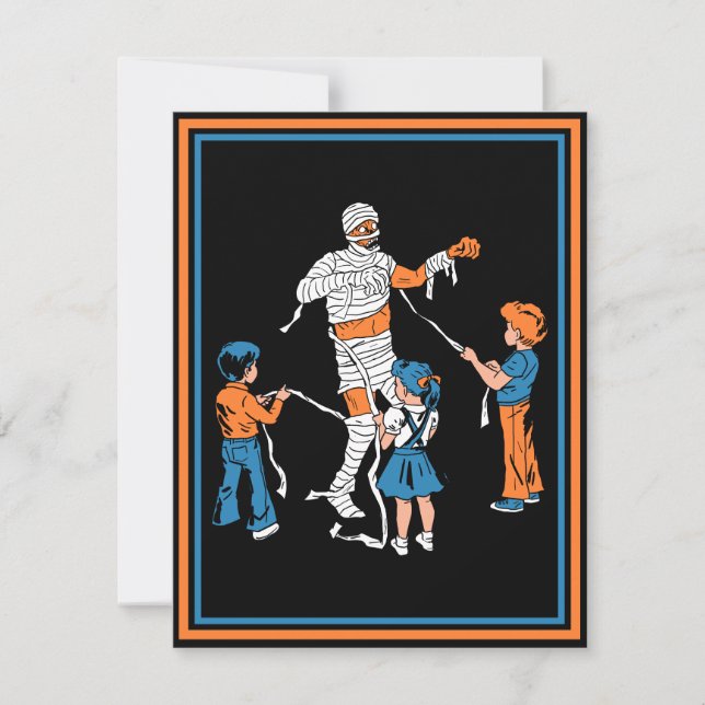 Horror Mummy with kids  Holiday Card (Front)