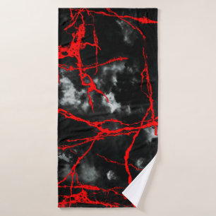 Horror Night Goth - Black and White,Red Bath Towel
