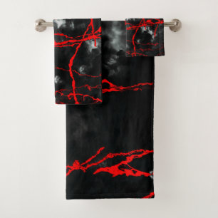 Horror Night Goth - Black and White,Red Bath Towel Set