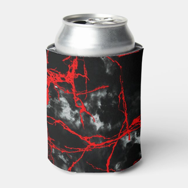 Horror Night Goth - Black and White,Red Can Cooler (Can Front)