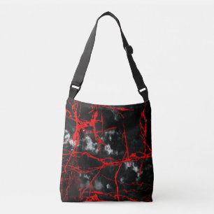 Horror Night Goth - Black and White,Red Crossbody Bag