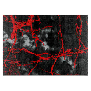Horror Night Goth - Black and White,Red Cutting Board