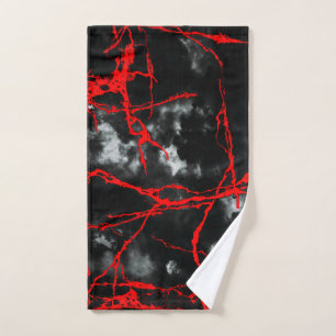 Horror Night Goth - Black and White,Red Hand Towel