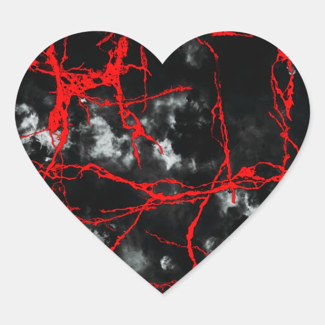 Horror Night Goth - Black and White,Red Heart Sticker (Front)