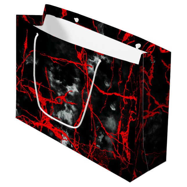 Horror Night Goth - Black and White,Red Large Gift Bag (Front Angled)