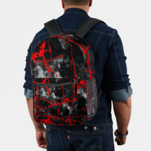 Horror Night Goth - Black and White,Red Printed Backpack