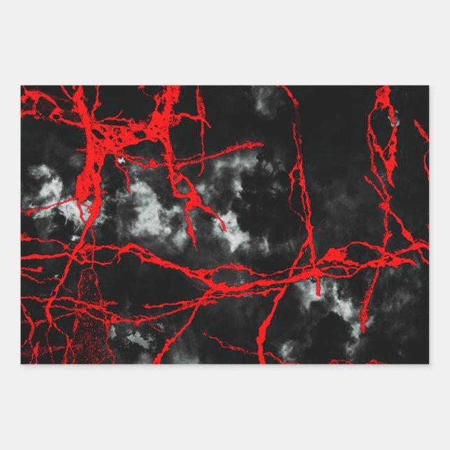 Horror Night Goth - Black and White,Red Wrapping Paper Sheet (Front)