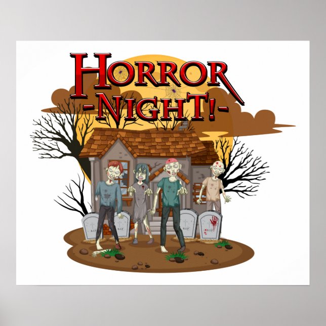 Horror Night Zombies  Poster (Front)