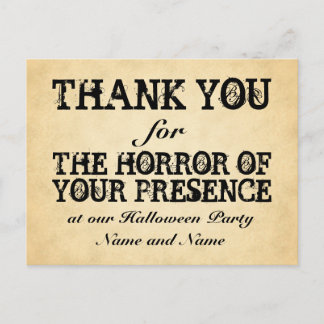 Horror of Your Presence. Halloween Party Favour Postcard