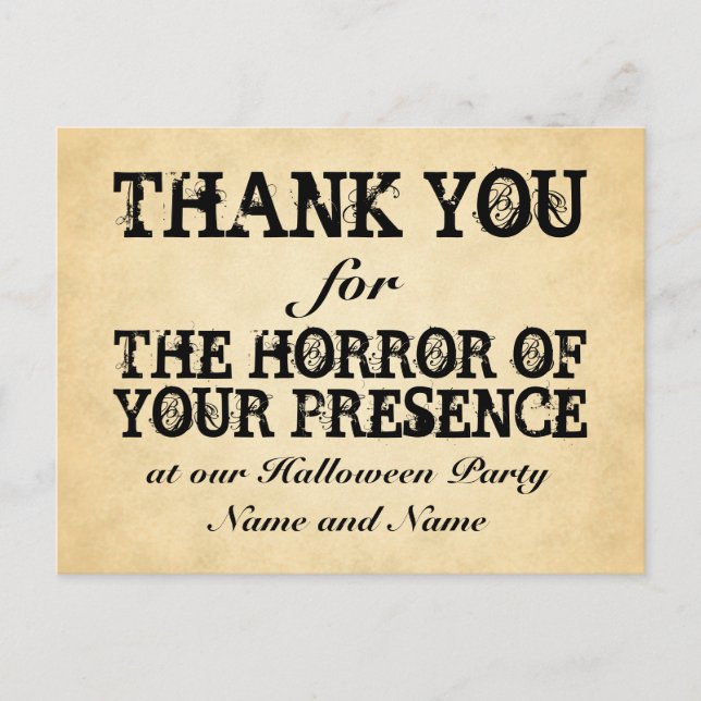 Horror of Your Presence. Halloween Party Favour Postcard (Front)
