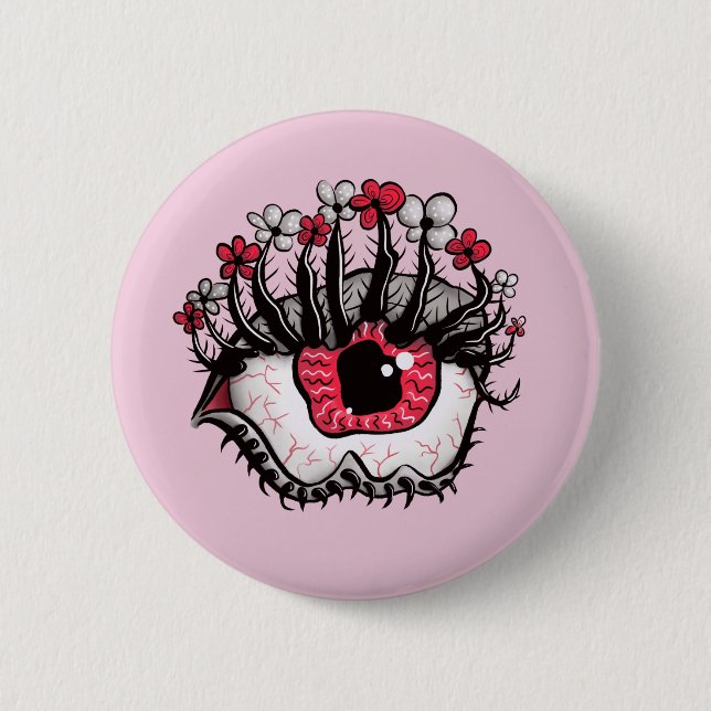 Horror Pastel Goth Eye Macabre Pink Creepy 6 Cm Round Badge (Front)