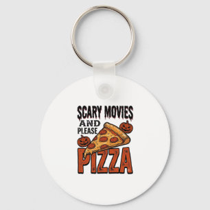 Horror Pizza Shirt for Scary Movie Night Fans_1 Key Ring