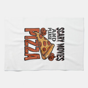 Horror Pizza Shirt for Scary Movie Night Fans_1 Tea Towel