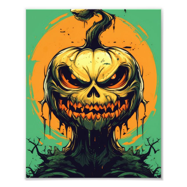 Horror Pumpkin Halloween Photo Print (Front)