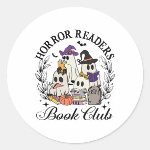 Horror Readers Book Club Funny Ghost Halloween Boo Classic Round Sticker