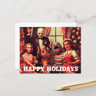 Horror Retro Happy Holidays Christmas Postcard