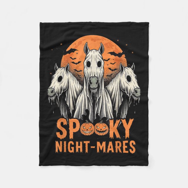 Horror Retro Soky Night-mares Horses Boo Ghosts Ha Fleece Blanket (Front)