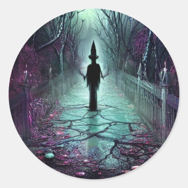 Horror scary Gothic spooky Classic Round Sticker (Front)