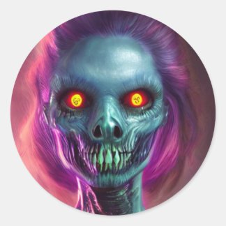 Horror scary Woman Classic Round Sticker