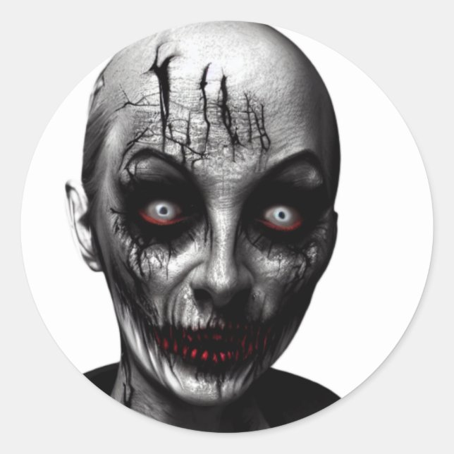 Horror scary Woman Classic Round Sticker (Front)